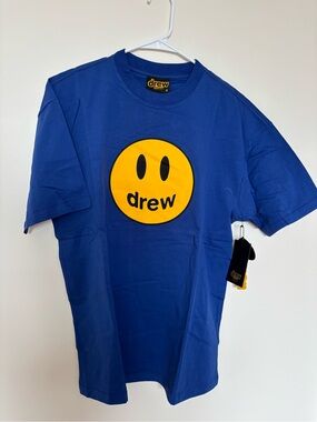 NWT drew house Blue Smiley Logo Crewneck T-Shirt Size S
